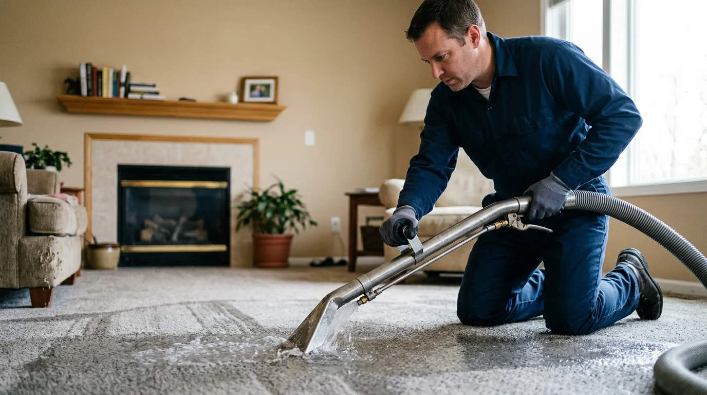 Water damage restoration technician working near Pettus, TX